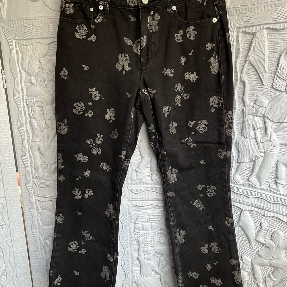 Michael Kors Izzy Denim Floral Print Skinny / Cropped Jeans